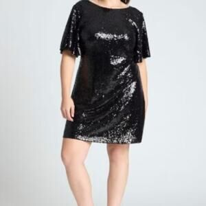 NWT Eloquii Tee Black Sequin Mini Dress - Size 32